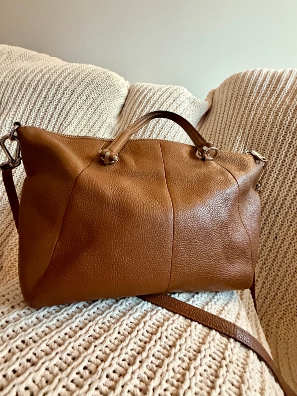 Coach Prairie Satchel Brown Pebbled Leather Crossbody Bag 34340 - Picture 6 of 15